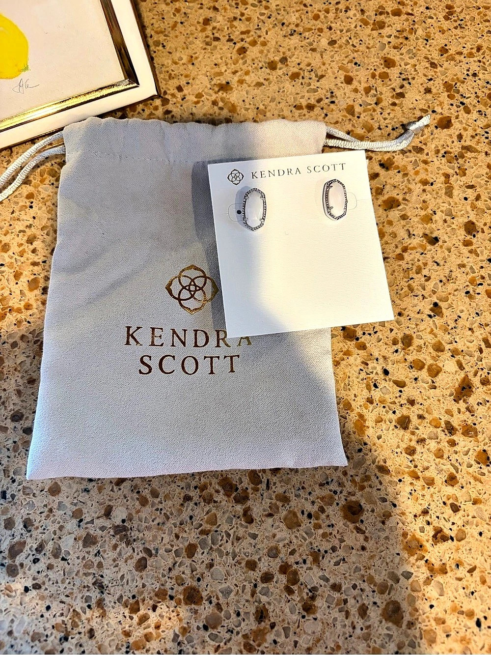 Kendra Scott Ellie Silver Stud Earrings in White Kyocera Opal White Kyocera Opal